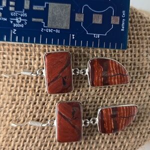 Red Snakeskin Jasper Earrings 2.5" NWOT #297